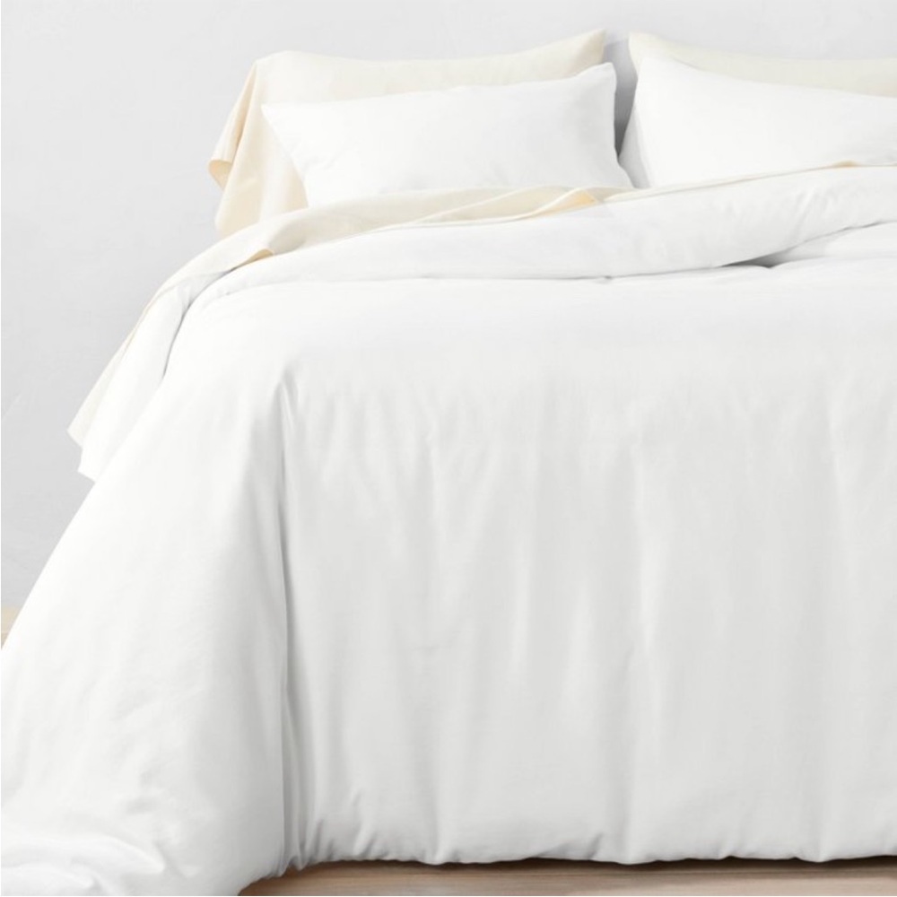 CASALUNA NWT 3pc lycoell cotton blend duvet & sham set -white -king